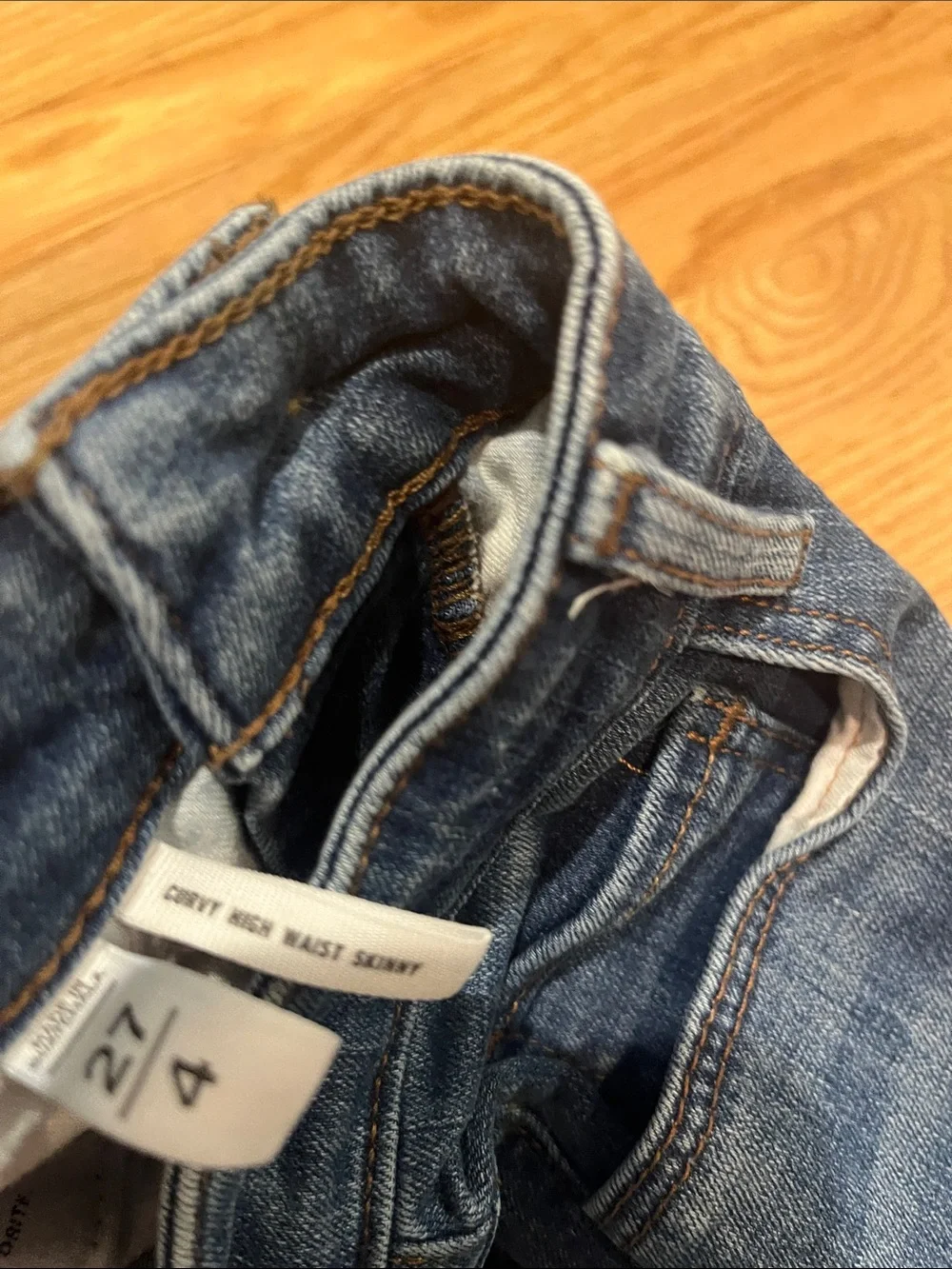 Curvy high waist skinny loft button front jeans